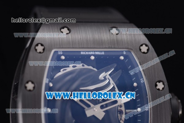 Richard Mille RM 52-02 Miyota 9015 Automatic PVD Case with Skeleton Dial Dot Markers and Black Rubber Strap - Click Image to Close